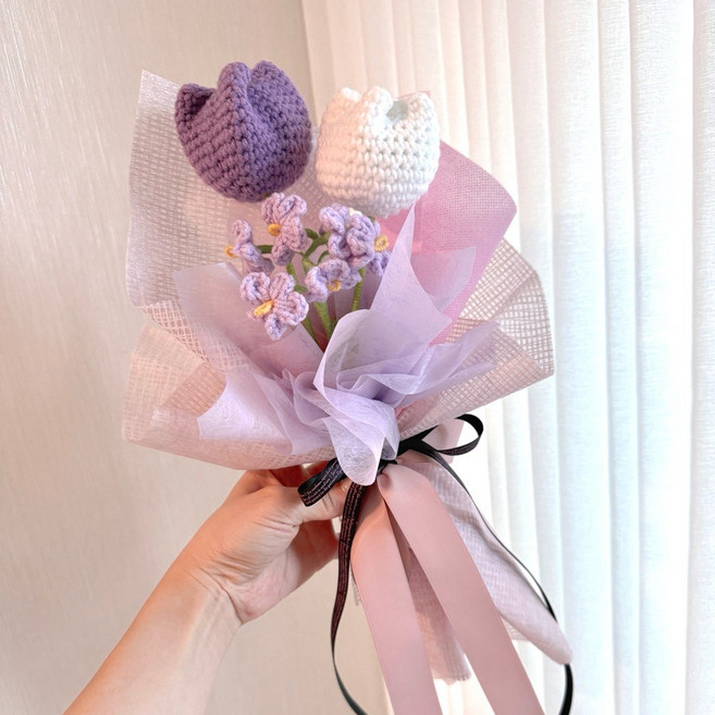 有感選物 手工針織畢業 母親節花束, B3.鬱金香-月影紫語, 1件