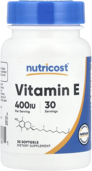 Nutricost 비타민E 180mg(400IU) 소프트젤 30정, Nutricost비타민E180mg400IU소프트젤30정, 1개 - 쿠팡