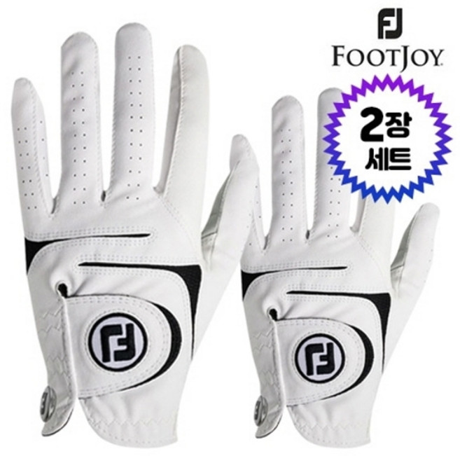 풋조이 남성용 2019 NEW 웨더소프 볼마커 2PACK 골프장갑 왼손용, 화이트, 2개