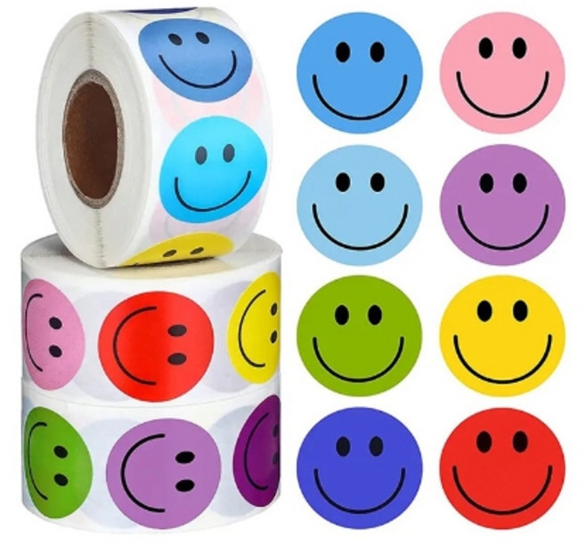 대형 38mm 스마일 스티커, 1세트, 8색상(S271) 3.8CM