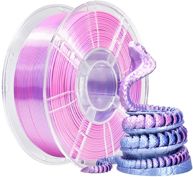 MMC LAB PLA 투컬러 실크 3D 프린터 필라멘트 보는 각도 따라 변하는 고품질 메탈릭 예술 작품, 퍼플실버, LAB 투컬러 실크