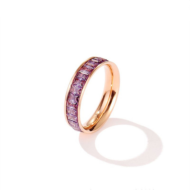 ROYALBELLE 여성 티타늄 스틸 컷팅 디자인 큐빅 포인트 데일리 패션 반지 D0072210