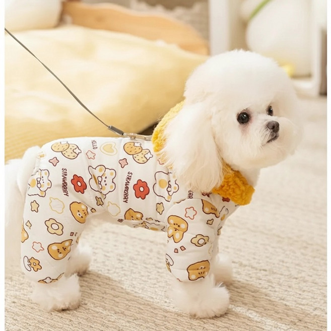 Tinduo 강아지 고양이 패딩 겨울옷 경량 조끼 타입 반려견 다운 패딩 가볍고 오래가는 보온, 1개, 노란색