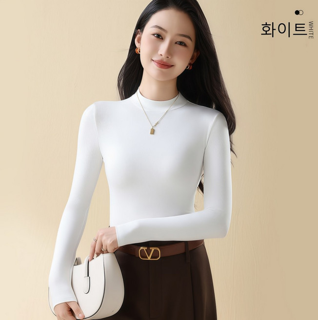 여성 반폴라티 슬림핏 기본티 간절기 이너티 얇은 데일리 티셔츠 A30