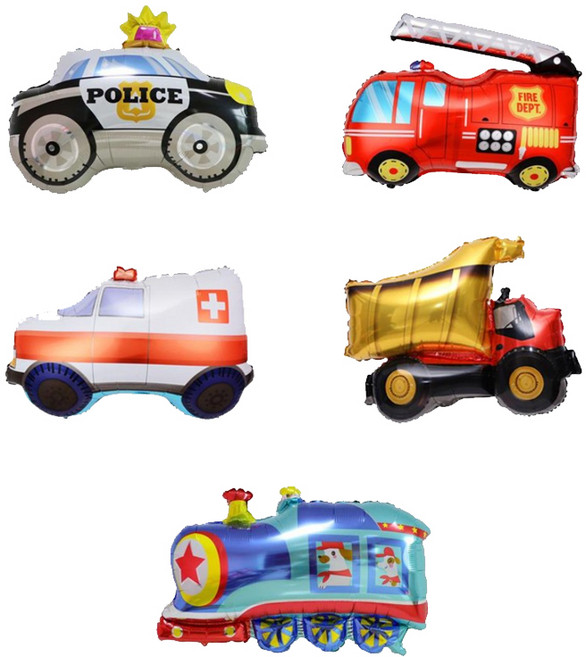 해피제이니 비행기 자동차 중장비 대형 이벤트 은박호일 풍선 세트, 1세트, 자동차풍선 5종