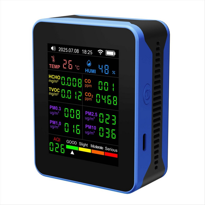 Tuya WiFi 16 in 1 공기 품질 모니터 다기능 PM2.5 PM10 HCHO TVOC CO 이산화탄소 스크린 디스플레이 공기 감지기 A, 검은색