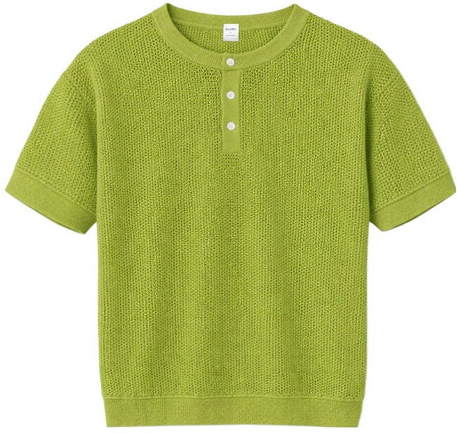 일루소 남성용 웨이브 오션 헨리넥 반팔 니트