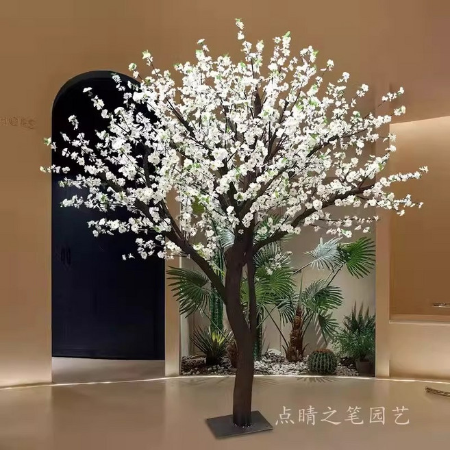 벚꽃나무 조화 인조벚꽃 플랜테리어 설유화, 1개, 휜줄기형 1.5m