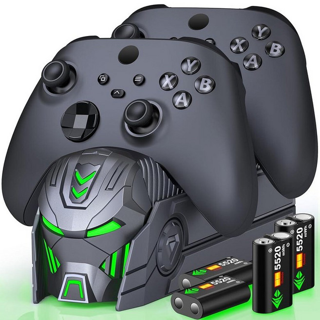 Rechargeable Controller Charger Station with 4X 5520mWh Battery Pack Compatible with Xbox Series X, Grey Version-4 Batteries