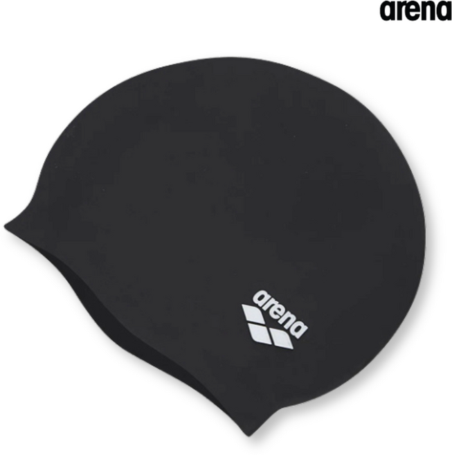 아레나 수모 남자 여성 수영모자 성인 실리콘, 1개, 블랙