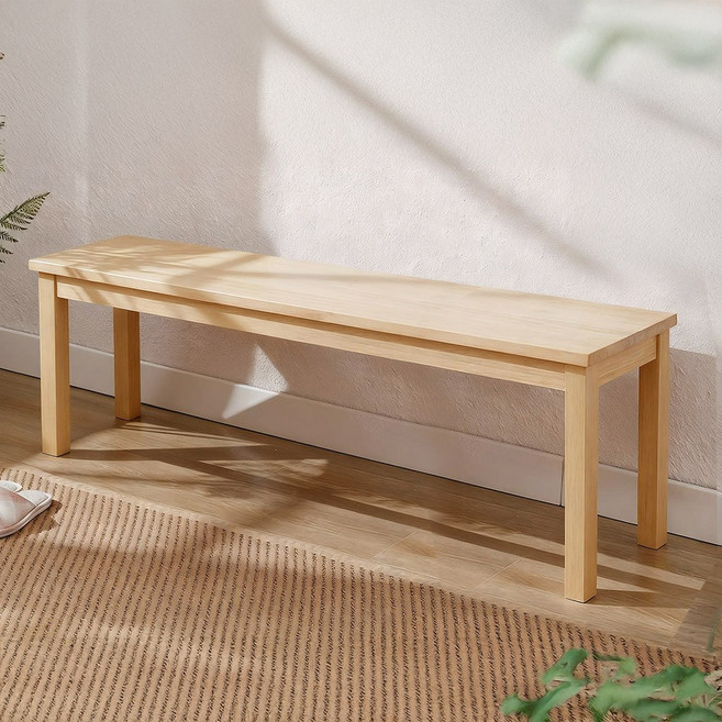 [리비니아] 케빈 3인 러버우드 원목 벤치 식탁의자 2colors, 내츄럴