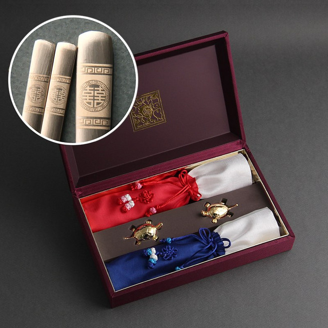 금상첨화 방짜유기 2벌 실크B (거북수저받침+비단수저집), 1개