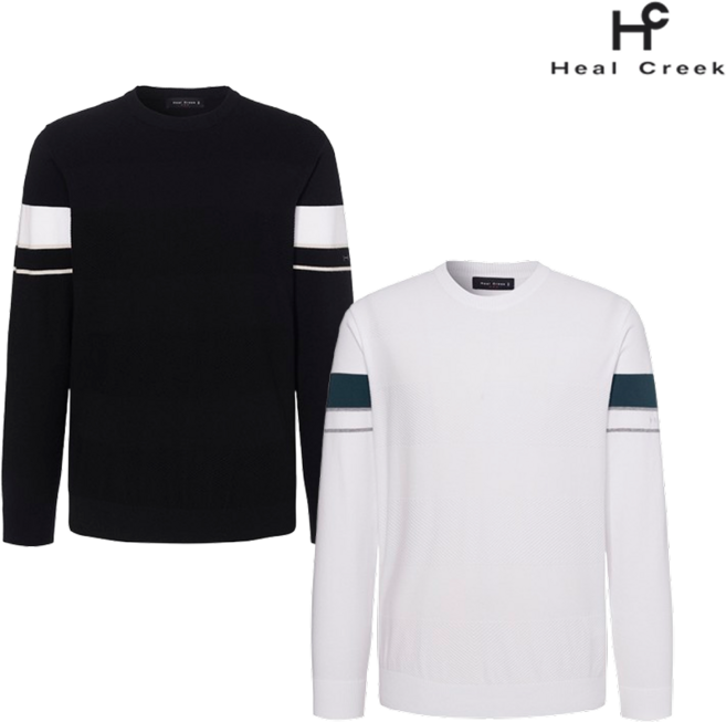 힐크릭 남성 봄 골프니트 사선조직 라운드 스웨터 1HCSWSV152
