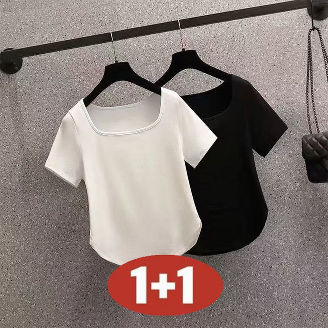 오스틱니 150kg까지 빅사이즈 [1+1 초특가] 날씬해보이는 여성 여름 반팔 루즈핏 얇고 시원한 캐주얼 티