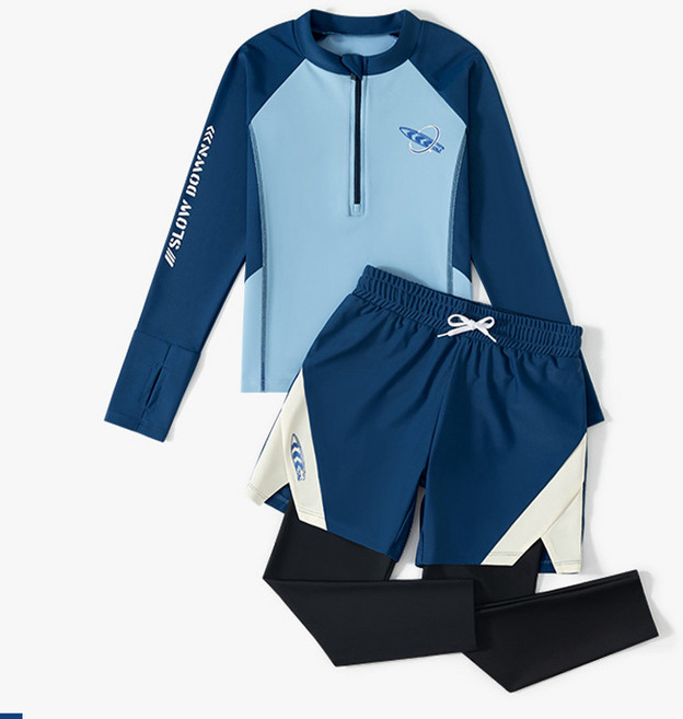 아동 남아 래쉬가드 긴팔+반바지+긴바지레깅스 수영복 상하의 세트