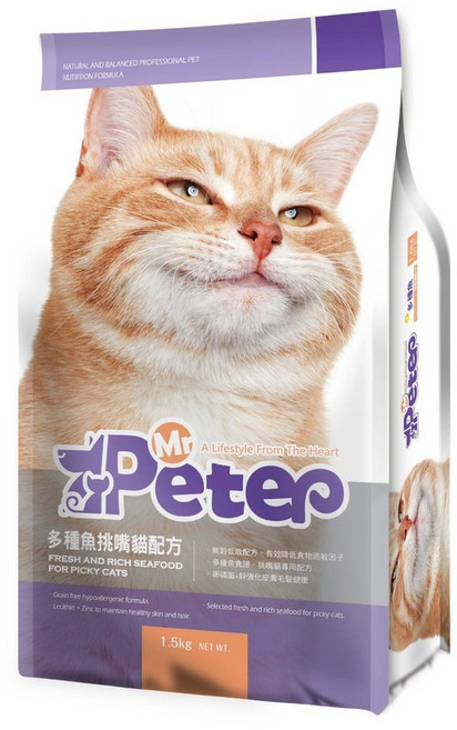 Mr. Peter 鮮美海鮮無穀貓飼料 1.5公斤 挑嘴貓專用, 16kg, 1包, 海鮮