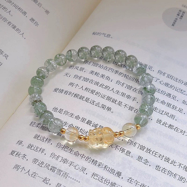 清和 綠幽靈黃水晶貔貅手鍊