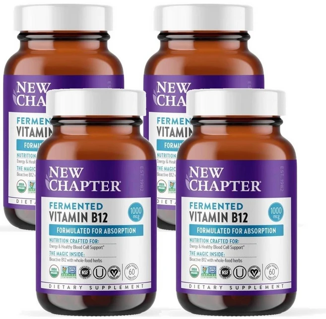 뉴챕터 발효 비타민 B12 1000mcg, 4개, 60정 - 쿠팡