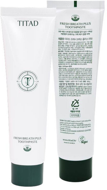 티타드 프레시 브레스 플러스 치약, 180g, 1개