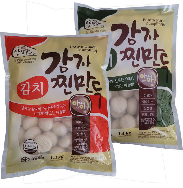 (주)아하식품 감자고기찐+감자김치찐만두, 1.4kg, 2개