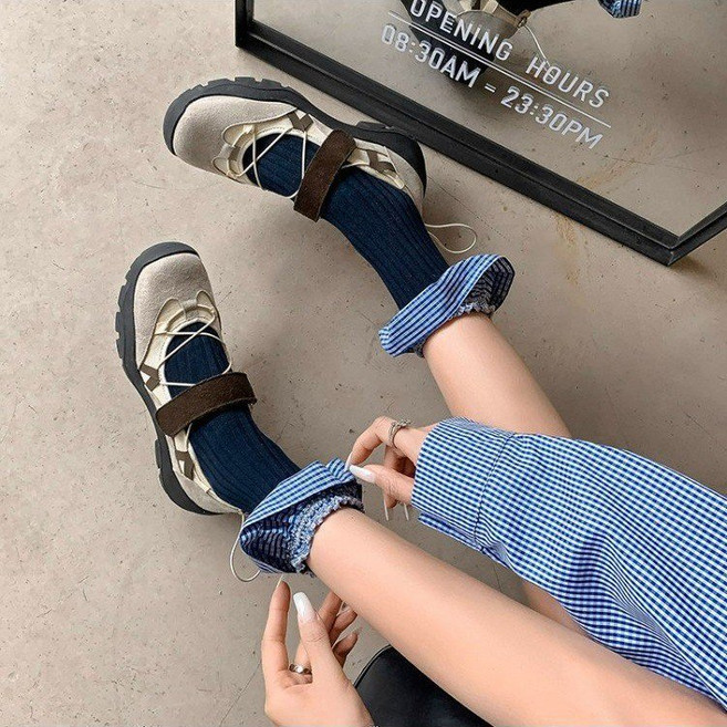 스타일닥터 여성 여름 샌들 여성용 메리제인 스니커즈 스트링 키높이 발편한 벨크로 운동화