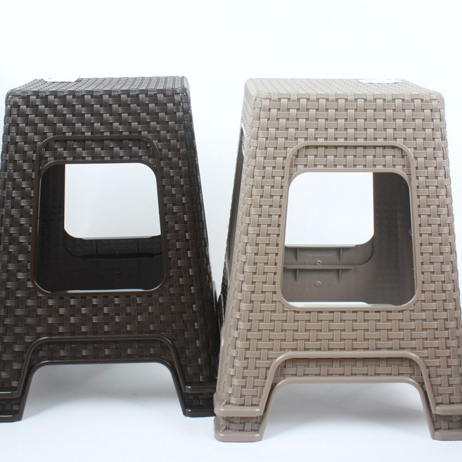 갬성 막의자 플라스틱 라탄 사각의자 야외 행사 카페 편의점 다용도 의자, 베이지그레이, 2개, 베이지그레이