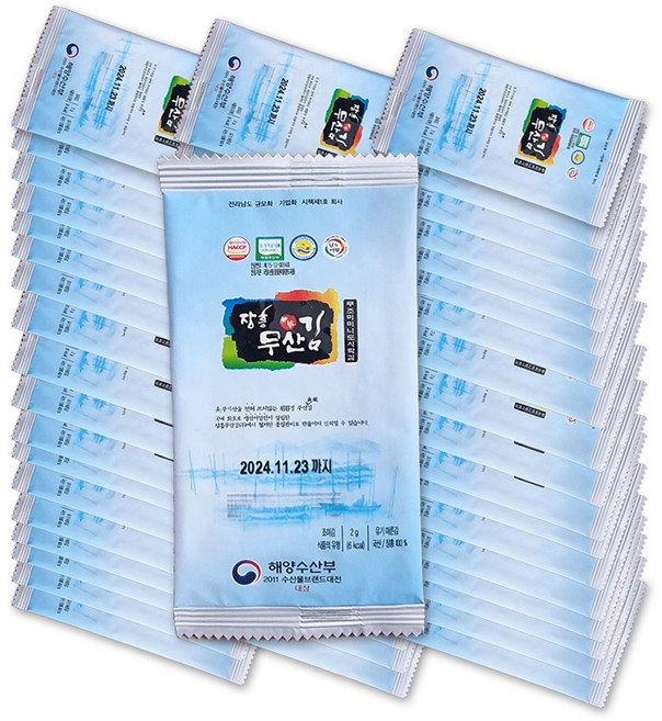 장흥무산김 무조미미니도시락김(2g) 40봉 구운김, 2g, 40개