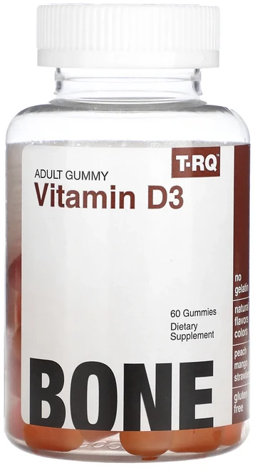 T-RQ 성인용 구미젤리 비타민D3 복숭아 망고 딸기 구미젤리 60개, TRQ성인용구미젤리비타민D3복숭아망고딸기구미젤리60개 - 쿠팡