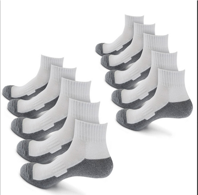 COSOC 두툼한 이중쿠션 단목 스포츠양말10P, 남성(M 250~275), 흰색투톤(wh&gr)