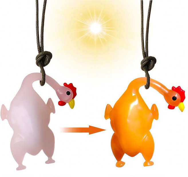 루이 UV 반응형 변색 오리 차량 펜던트 자외선 감지 미러 장식, 통닭구이, 2개