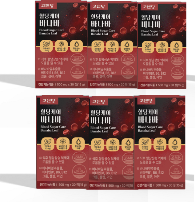 고앤당 혈당케어 바나바 바나바잎 추출물 코로솔산 1.3mg, 6개, 30정
