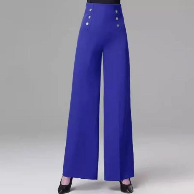 여성용 댄스복 바지 라틴댄스 라인댄스 팬츠 일자 와이드 사교댄스 댄스 팬츠 뉴타임즈 8K178, 블루