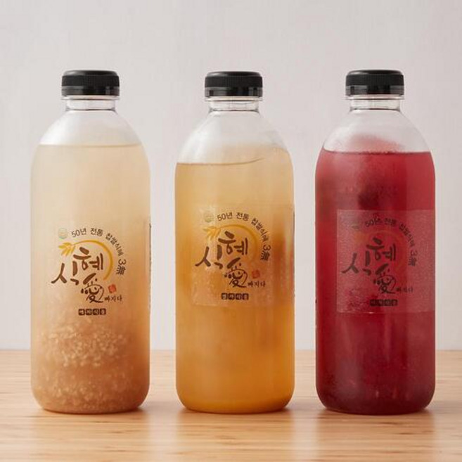 남녀노소 좋아하는 케이 푸드 선두 주자 순수 국내산 재료 전통 식혜(찹쌀 단호박 비트), 찹쌀식혜(1L)X2병+단호박1병+비트1병