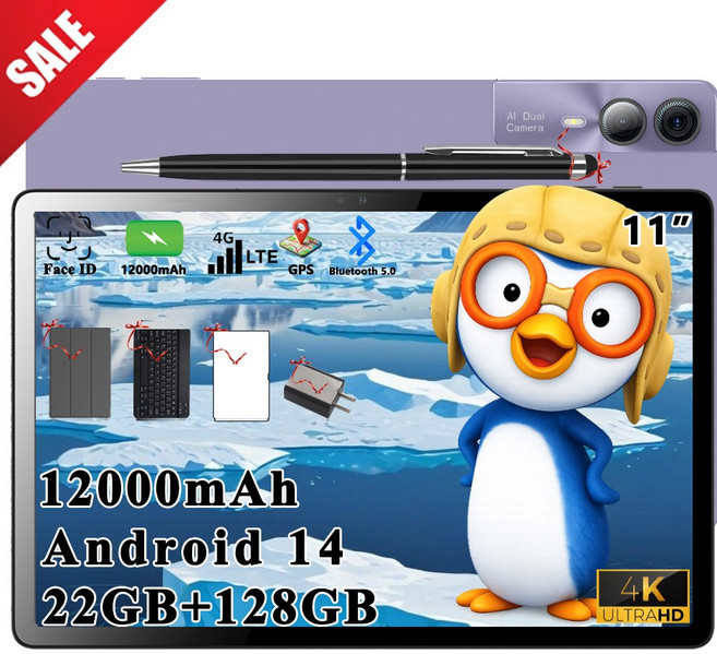 11인치 OLED 태블릿PC 안드로이드14 한국어 지원 영상 학습용, Wi-Fi+Cellular, 128GB, 인터스텔라 퍼플