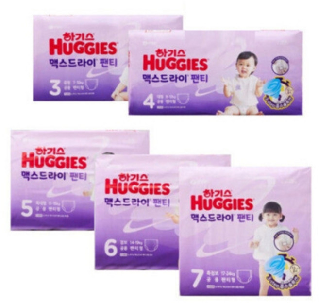 하기스 맥스드라이 밴드형 기저귀 공용, 2단계, 348매