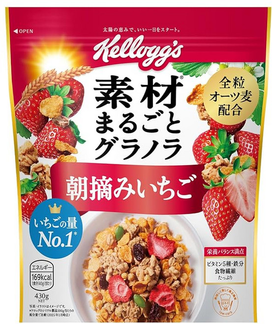 켈로그 소재 통째로 그라놀라 아침에 딴 딸기 430g, 1개