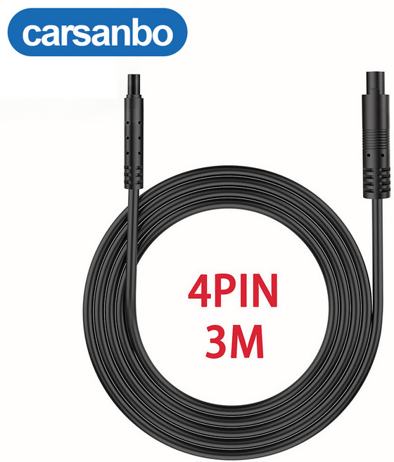 2.5m/3m 4핀 백업 카메라 연장 케이블 순동 28 AWG 후방 카메라 와이어 (수컷/암컷 플러그 포함) 플러그 앤 플레이 리버스 카메라 연장 케이블 (대시캠 케이블용), 검정, 4PIN-3M