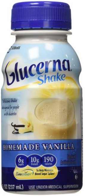글루세르나 무가당 영양 음료 바닐라 쉐이크 (24개 X 23 Glucerna Diabetic Nutritional Beverage Vanilla Shakes (24 X 8 Fl O, 1개, 237ml