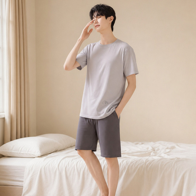 【莫代爾+棉】睡衣女夏家居服睡衣可外穿柔軟抑菌高級感短袖冰感
