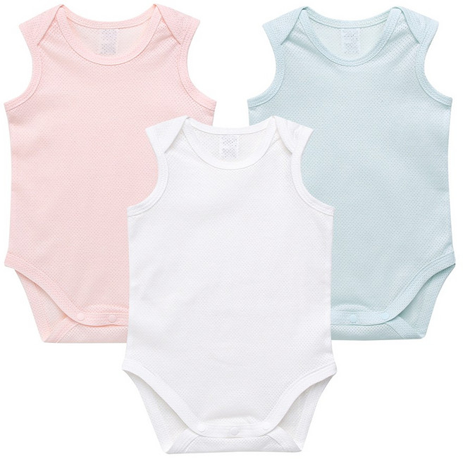 그린베베 국내생산 신생아 여름용 솜사탕 메쉬 나시 배냇슈트