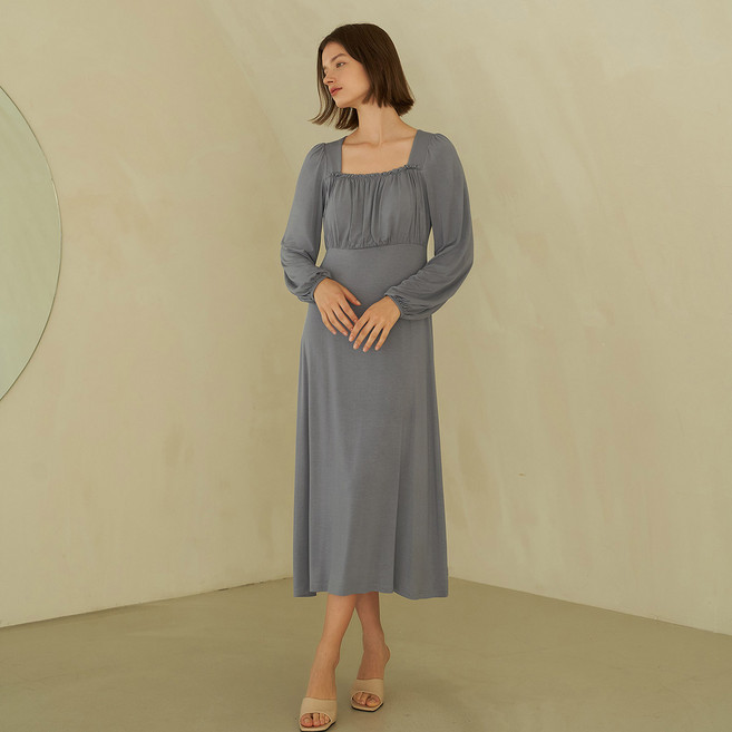 [허비쉬 본사]허비쉬 스퀘어 프릴 드레스 - 라벤더그레이