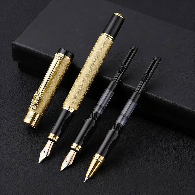 ZENY 매트감 만년필 0.38+0.5+1.0mm 3종 펜촉, 골드, F