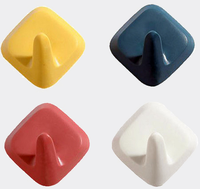 무타공 컬러 후크걸이 행거 4P 벽부착 옷걸이 모자 열쇠 벽고리