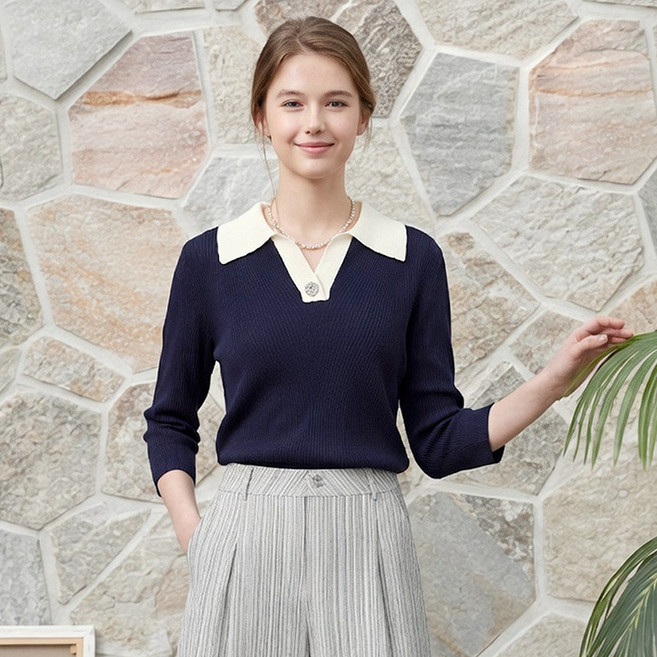 [레코브] V넥 오픈 카라 니트(LK61D4KN508X)