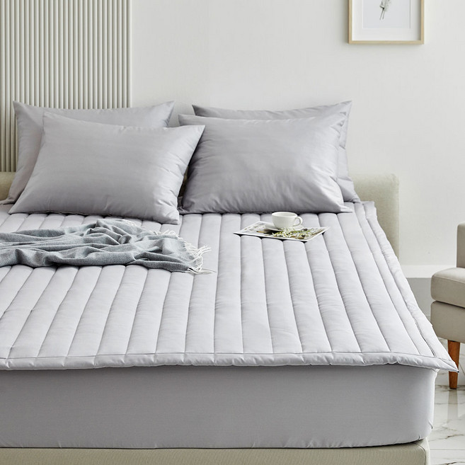 아르지오 순면100 알러지케어 침대 매트리스 패드, 라이트그레이