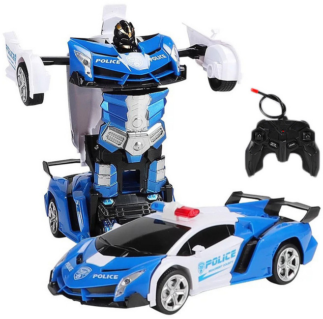 2.4G遙控變形汽車1:18變形賽車機器人仿真模型電動遙控玩具車, 1個, 278蘭(警車):40MHz(含鋰電池)