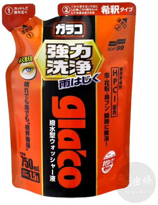 SOFT99 Glaco 免雨刷清潔液 強力去汙型, 1個, 免雨刷清潔液 (強力去汙型)