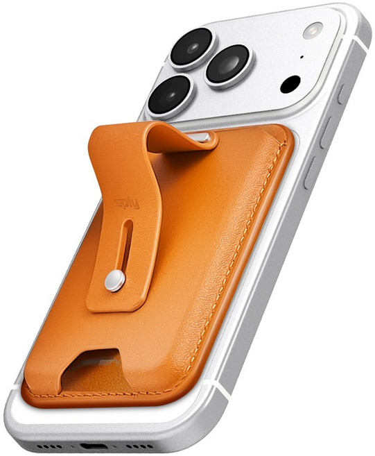 스플리 벨린2 맥세이프 카드지갑 가죽 핑거 루프, 1개, 브라운