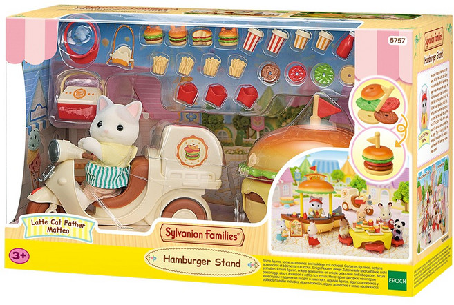 실바니안패밀리 라떼 고양이의 햄버거 카트 피규어, 1개