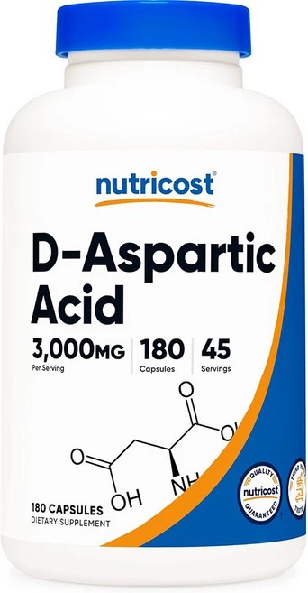 뉴트리코스트 디아스파르트산 D-Aspartic Acid 750mg 180캡슐 x 1통, 180정, 1개 - 쿠팡